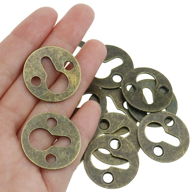 DonLeeving Luckycivia 60Pcs Metal Round Type Keyhole Shelf Brackets Hangers, Picture Frame Hanging with Screws (Bronze Tone) - Image 3
